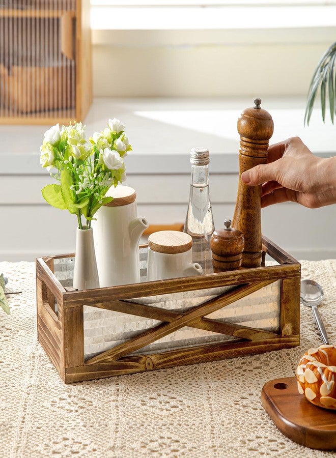 Venalys Wooden Toilet Tank Basket, Rustic Bathroom Decor Box, Farmhouse Toilet Paper Organizer Holder, Decorative Bathroom Storage Basket, Barn Door (Brown) - Image 3