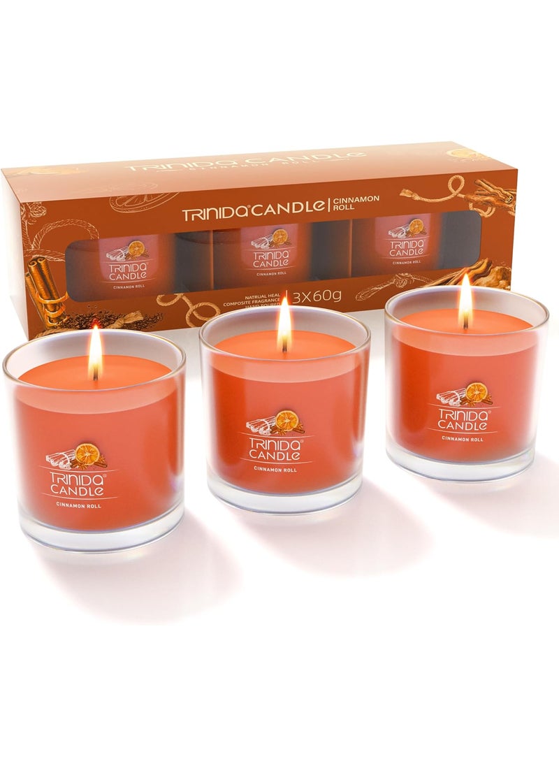 TRINIDa TRINIDa Fall Candles Gift Sets, Scented Candles for Women & Men, Apple & Cinnamon Candle Set, 3 Holiday Candles Gift for Men & Women, Winter Candle Christmas Gift | Orange, 6.5 Oz 