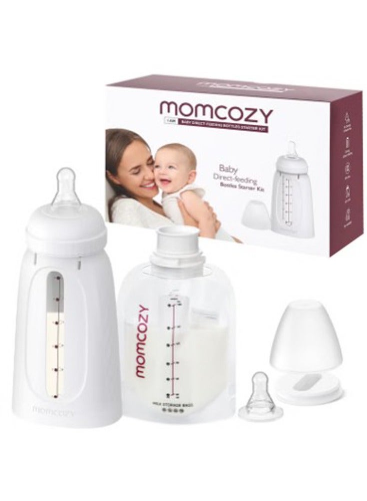 Momcozy Disposable Baby Bottle Kit, Wash-Free, Leakproof and Transfer-Free Breastmilk Storage Bags for Freezing, Heating and Direct Feeding  - Image 1