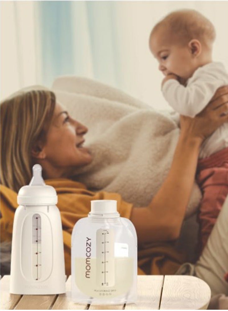 Momcozy Disposable Baby Bottle Kit, Wash-Free, Leakproof and Transfer-Free Breastmilk Storage Bags for Freezing, Heating and Direct Feeding  - Image 3