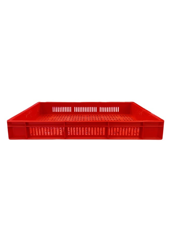 Plastica Industries LLC 5pcs of Ventilated Plastic Crate 600x400x80mm, 16L Stackable Storage Box for Fresh Produce, Food, Agriculture, Warehouse & Industrial Use - Red - Image 3