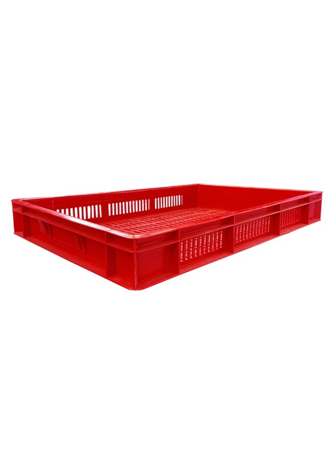 Plastica Industries LLC 5pcs of Ventilated Plastic Crate 600x400x80mm, 16L Stackable Storage Box for Fresh Produce, Food, Agriculture, Warehouse & Industrial Use - Red - Image 4