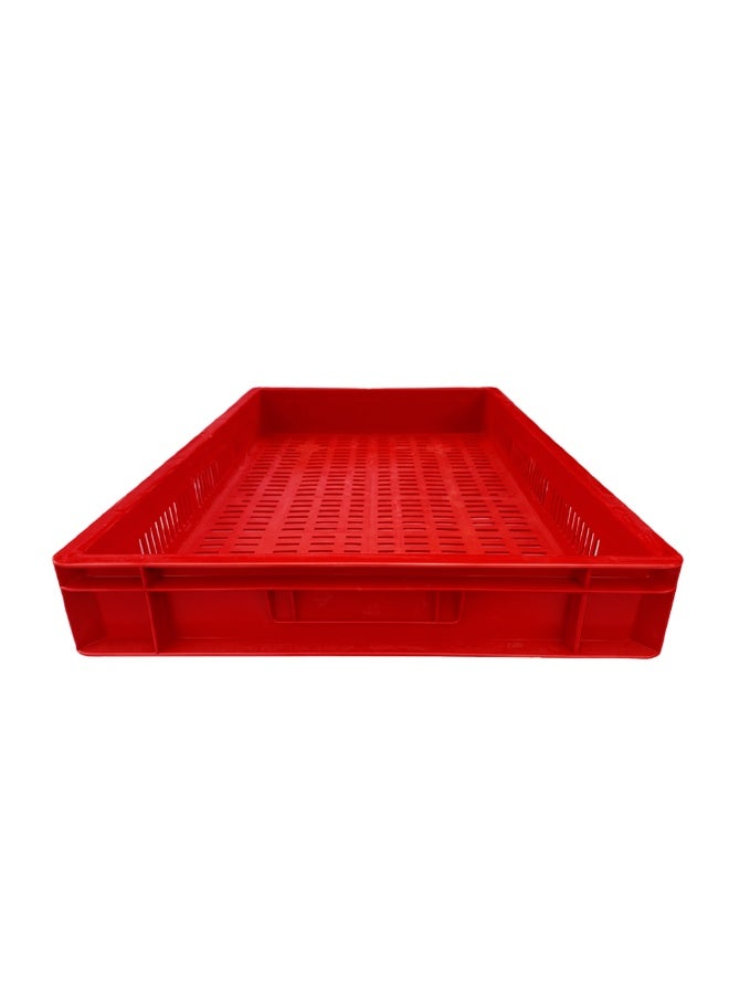 Plastica Industries LLC 5pcs of Ventilated Plastic Crate 600x400x80mm, 16L Stackable Storage Box for Fresh Produce, Food, Agriculture, Warehouse & Industrial Use - Red - Image 2
