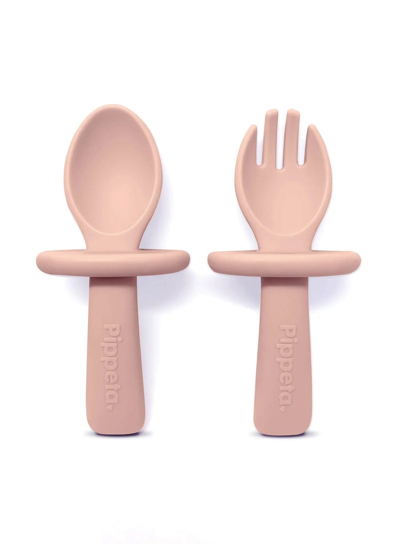 Pippeta My 1st Spoon And Fork for Newborn- Ash Rose - Image 1