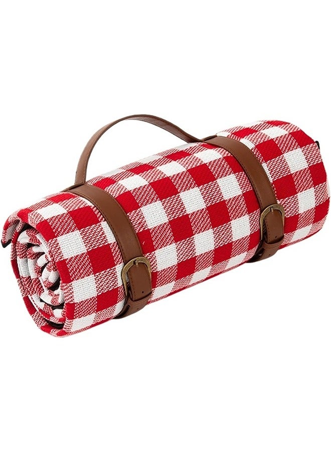 Large Picnic Blanket Beach Blankets, Outdoor Foldable Waterproof Sand Mat for Beach Camping Hiking Travel Family Concerts Grass Park Music Festival Lawn Mats (Red, 200x200CM) - Image 1