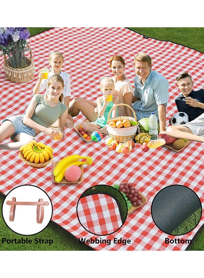 Large Picnic Blanket Beach Blankets, Outdoor Foldable Waterproof Sand Mat for Beach Camping Hiking Travel Family Concerts Grass Park Music Festival Lawn Mats (Red, 200x200CM) - Image 3