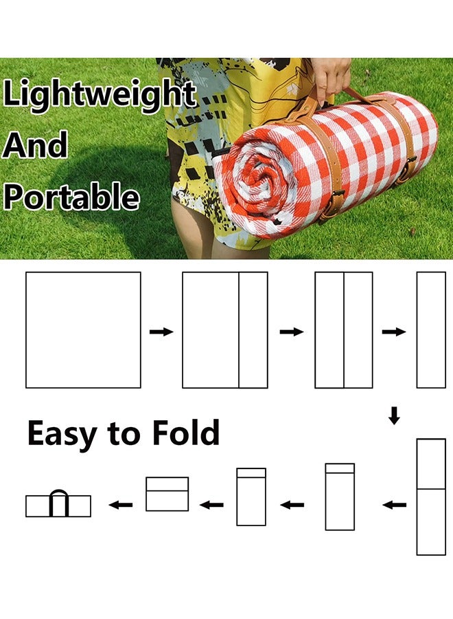 Large Picnic Blanket Beach Blankets, Outdoor Foldable Waterproof Sand Mat for Beach Camping Hiking Travel Family Concerts Grass Park Music Festival Lawn Mats (Red, 200x200CM) - Image 4