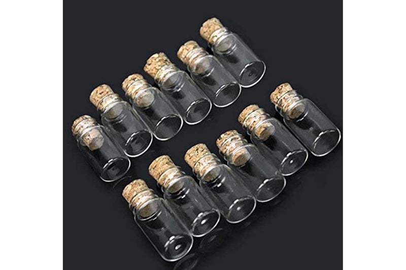 Perfect Pricee 12pcs Lovely Small Wish Bottle Tiny Clear Empty Wishing Glass Message Vial with Cork Stopper 1ml Mini Containers Bottle (8CM) - Image 3