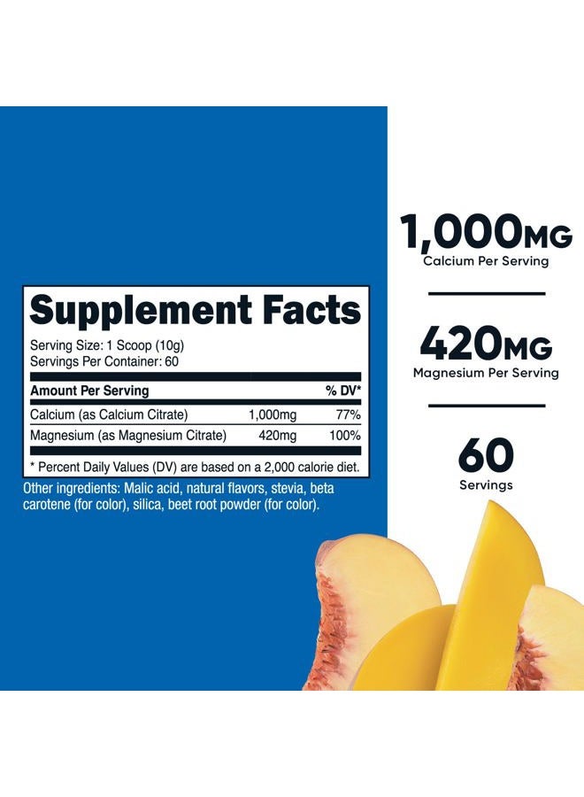 Nutricost Calcium Magnesium Powder (Peach Mango, 60 Servings) - Bone Support, Non-GMO, Gluten Free (from Calcium Citrate and Magnesium Citrate) - Image 2