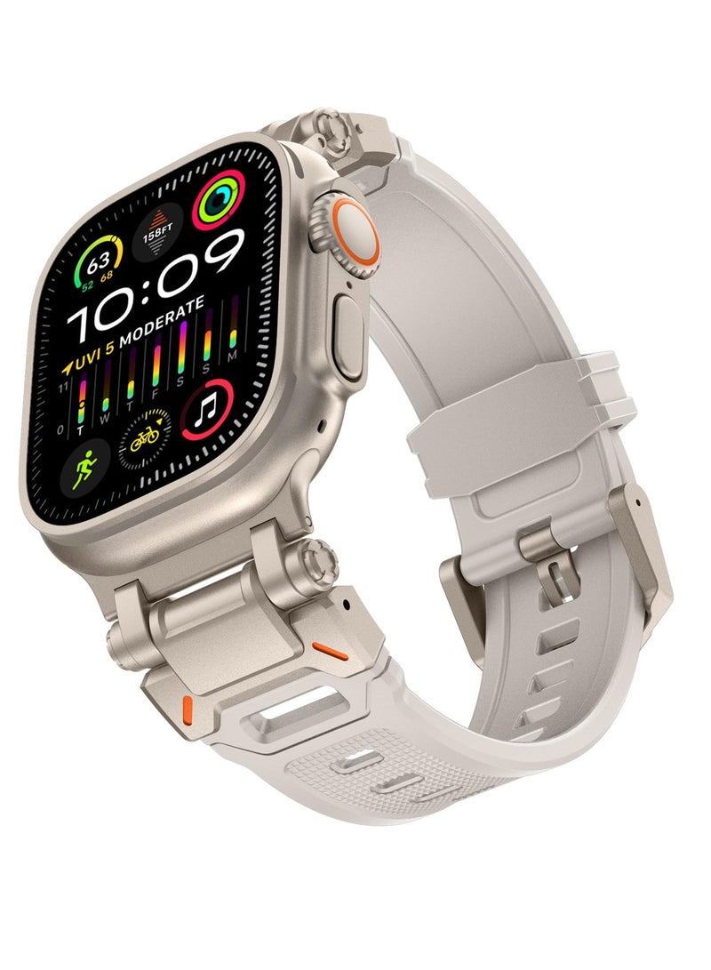 Barakah Durable TPU Sport Watch Strap for Apple Watch Ultra 2 and Series 1-9, 49mm/45mm/44mm/42mm, Rugged Metal Connector, Starlight Color - Image 1