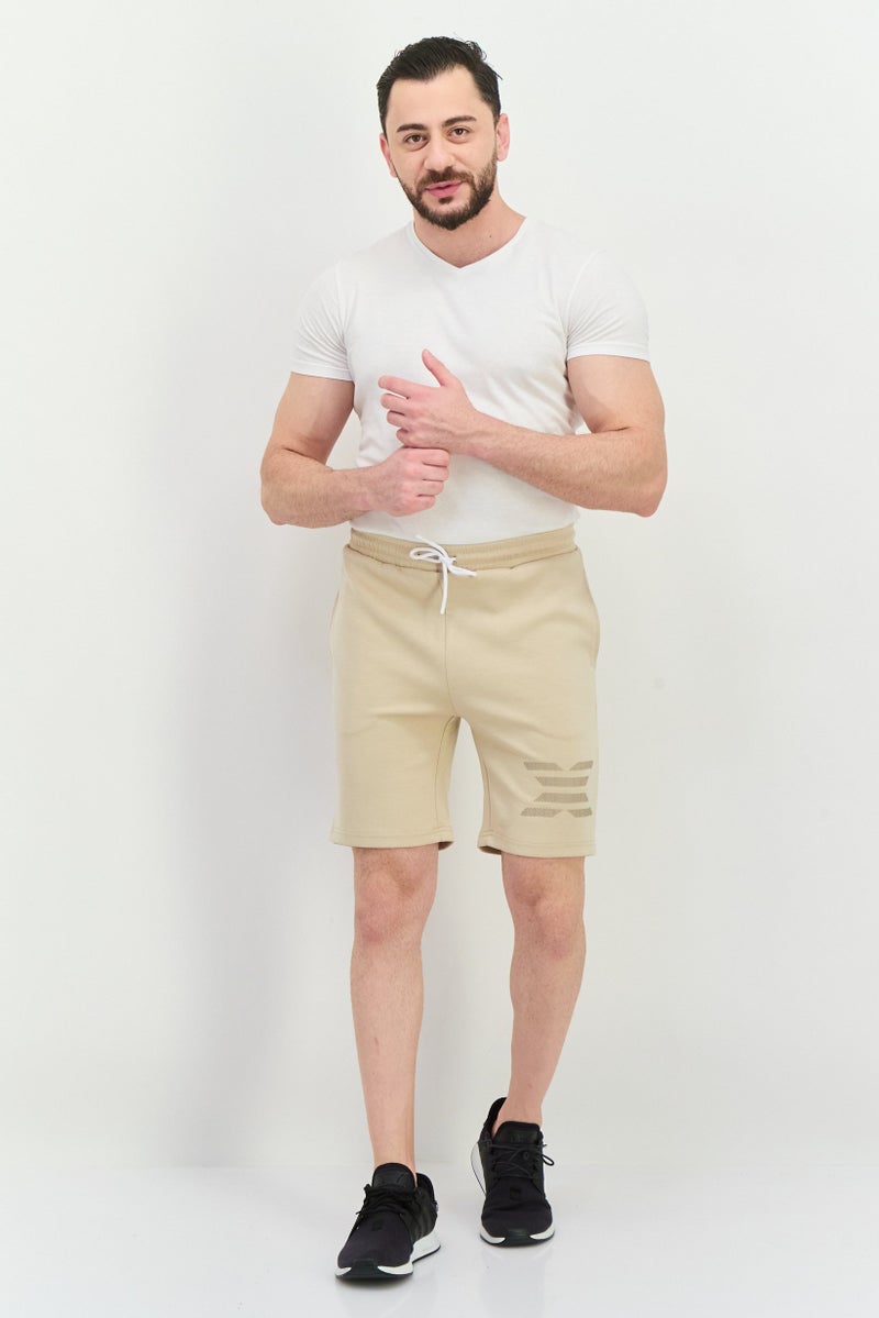RBX Men Sportswear Fit Drawstring Outdoor Shorts, Beige - Image 4