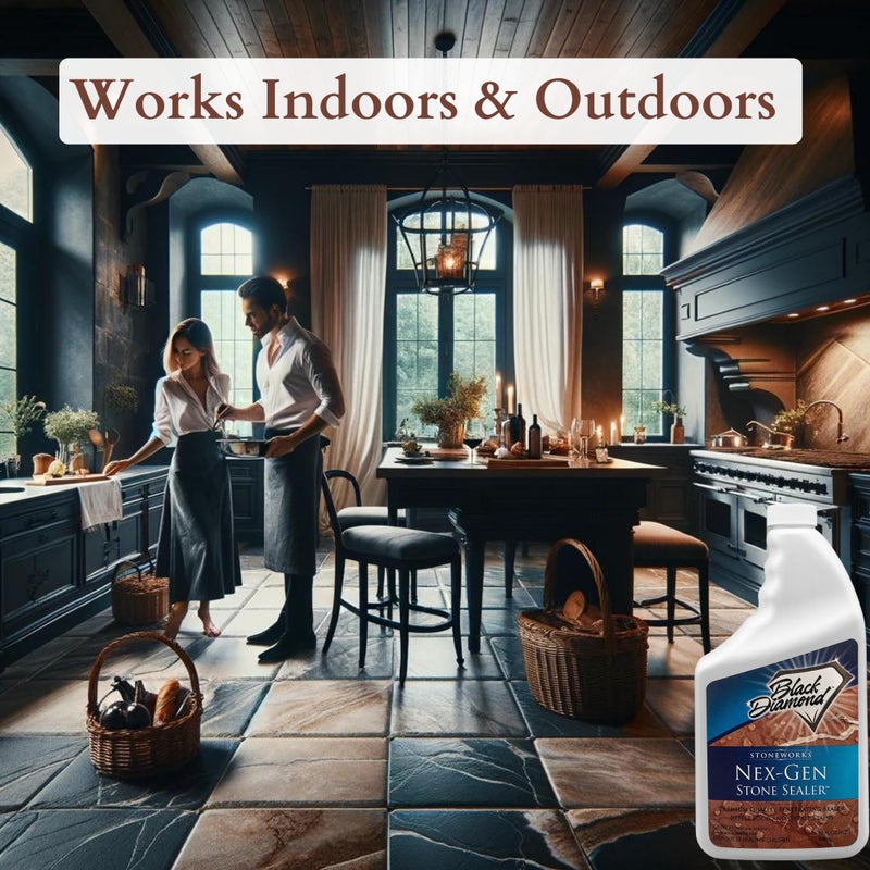 Black Diamond Stoneworks NEX-GEN Natural Stone Penetrating Sealer: Long-Lasting Protection Interior and Exterior ; Granite, Marble, Travertine, Limestone, Grout, Tile, Brick, Slate Floors (1-Gallon) - Image 4