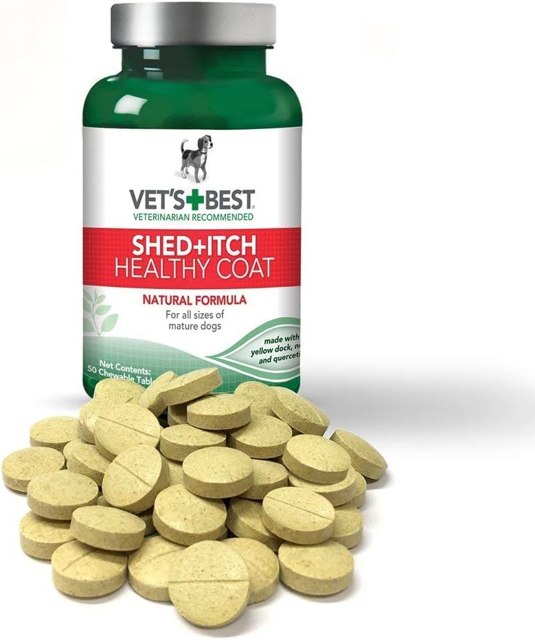 Vet's Best Healthy Coat Shed & Itch Relief Dog Supplements - 50 Chewable Tablets for Skin Irritation and Shedding - Image 2