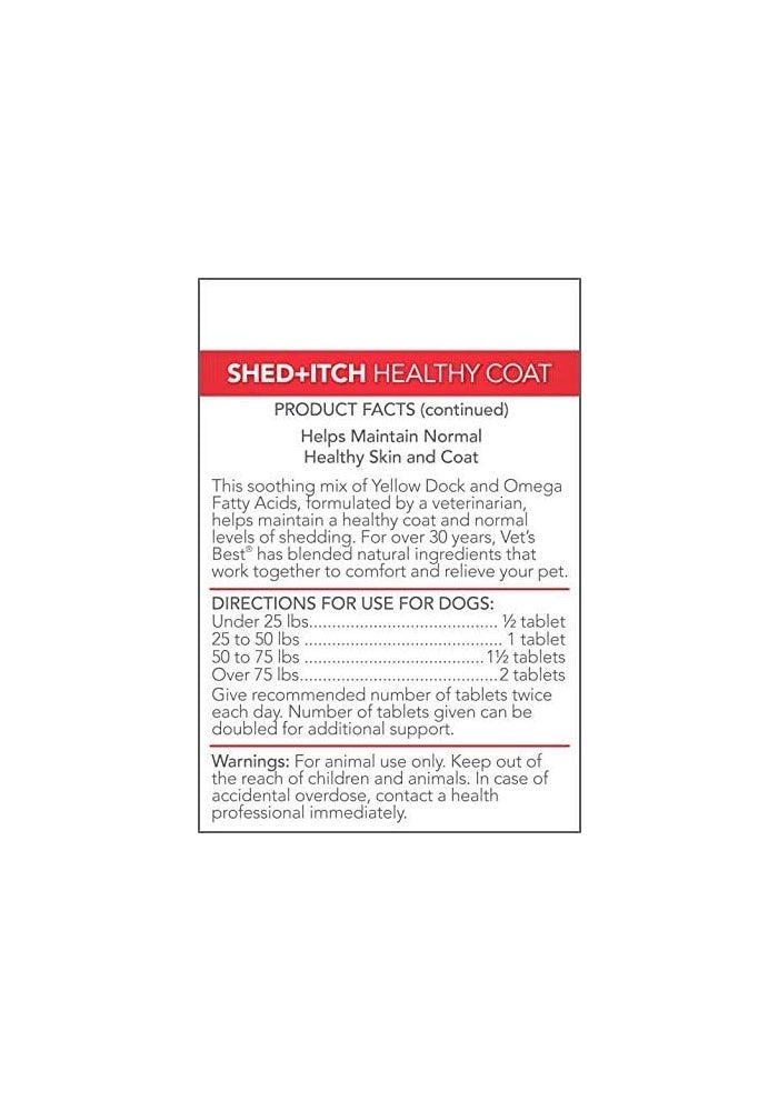 Vet's Best Healthy Coat Shed & Itch Relief Dog Supplements - 50 Chewable Tablets for Skin Irritation and Shedding - Image 5