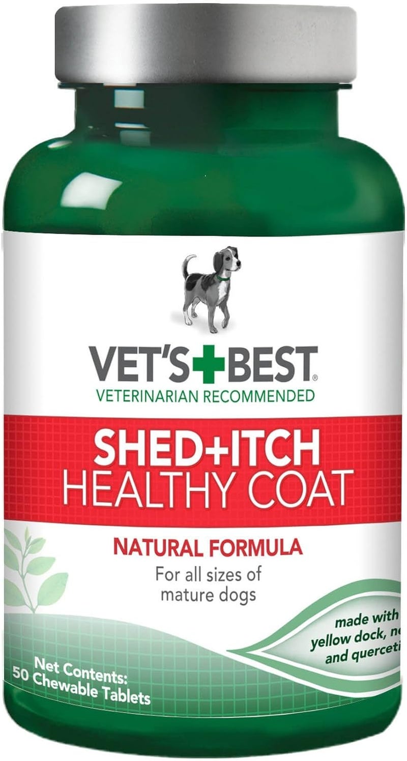 Vet's Best Healthy Coat Shed & Itch Relief Dog Supplements - 50 Chewable Tablets for Skin Irritation and Shedding - Image 1