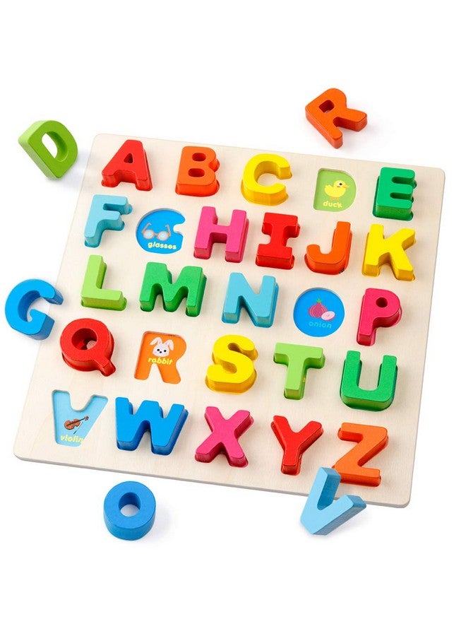 Coogam Wooden Alphabet Puzzle - ABC Letters Sorting Board Blocks Montessori Matching Game Jigsaw Educational Early Learning Toy Gift for Preschool Year Old Kids - Image 1