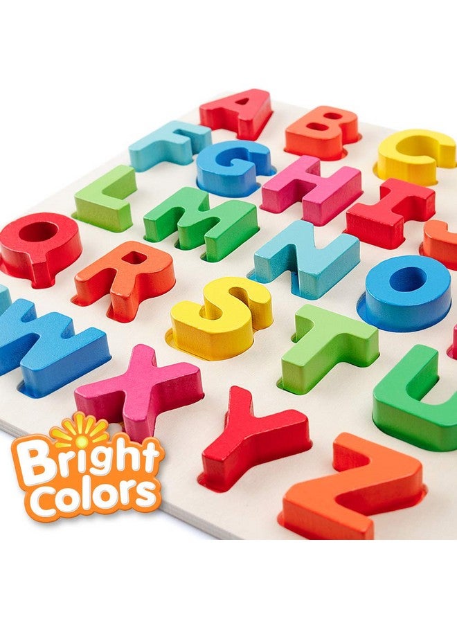 Coogam Wooden Alphabet Puzzle - ABC Letters Sorting Board Blocks Montessori Matching Game Jigsaw Educational Early Learning Toy Gift for Preschool Year Old Kids - Image 2
