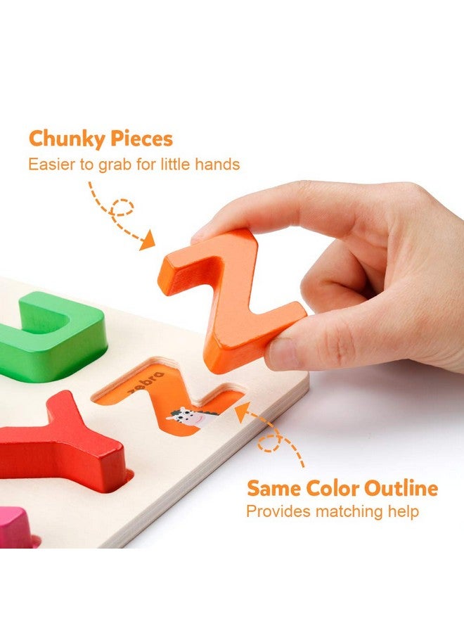 Coogam Wooden Alphabet Puzzle - ABC Letters Sorting Board Blocks Montessori Matching Game Jigsaw Educational Early Learning Toy Gift for Preschool Year Old Kids - Image 3