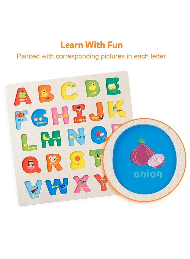 Coogam Wooden Alphabet Puzzle - ABC Letters Sorting Board Blocks Montessori Matching Game Jigsaw Educational Early Learning Toy Gift for Preschool Year Old Kids - Image 5