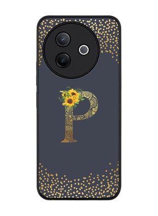 Custom Floral Monogram - P  (Grey )