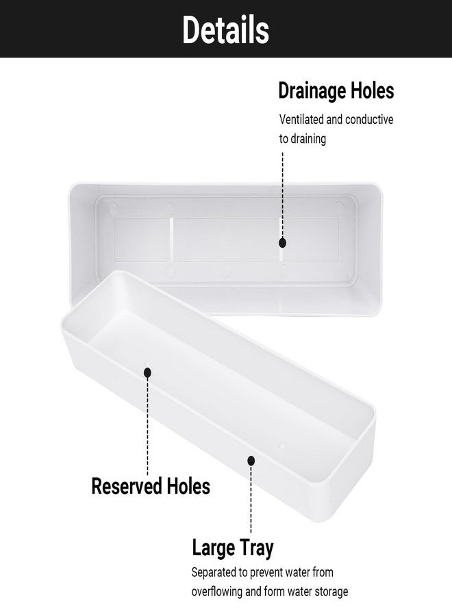 GREANER Large Window Boxes Planters, 1PCS 16x3.8 Inch White Vegetable Herb Planters with Tray, Indoor Succulent Cactus Flowers Plastic Rectangle Pot for Balcony, Office, Garden, Outdoor, Windowsill - Image 3
