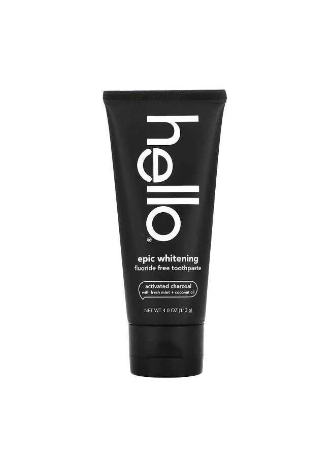 Hello - Epic Whitening Fluoride Free Toothpaste Activated Charcoal With Fresh Mint and Coconut Oil 4 oz 113 g - Image 1