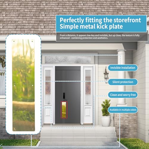 CANGETS Door Push Plate, Metal Kickplate for Bottom of Door,4x16 inch Aluminum Metal Plate Rounded Corners for Interior and Exterior Doors (Gold Mirror 2 Pack) - Image 3
