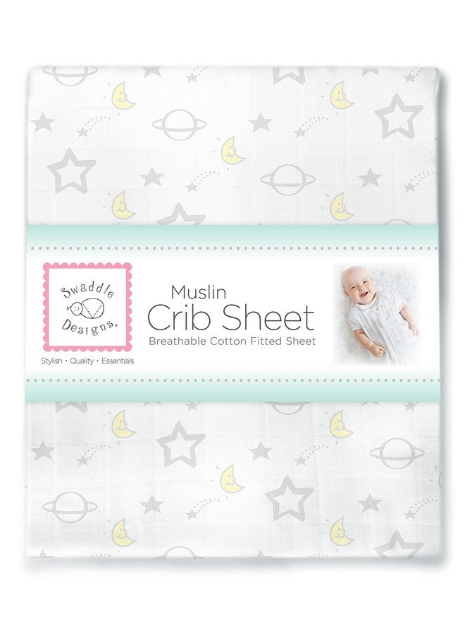 SwaddleDesigns Softest Cotton Muslin Fitted Crib Sheet/Toddler Sheet for Baby Boy & Girl, Goodnight Sterling - Image 2