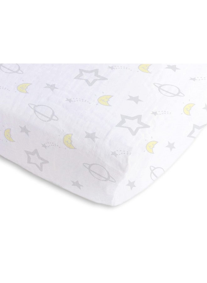 SwaddleDesigns Softest Cotton Muslin Fitted Crib Sheet/Toddler Sheet for Baby Boy & Girl, Goodnight Sterling - Image 1