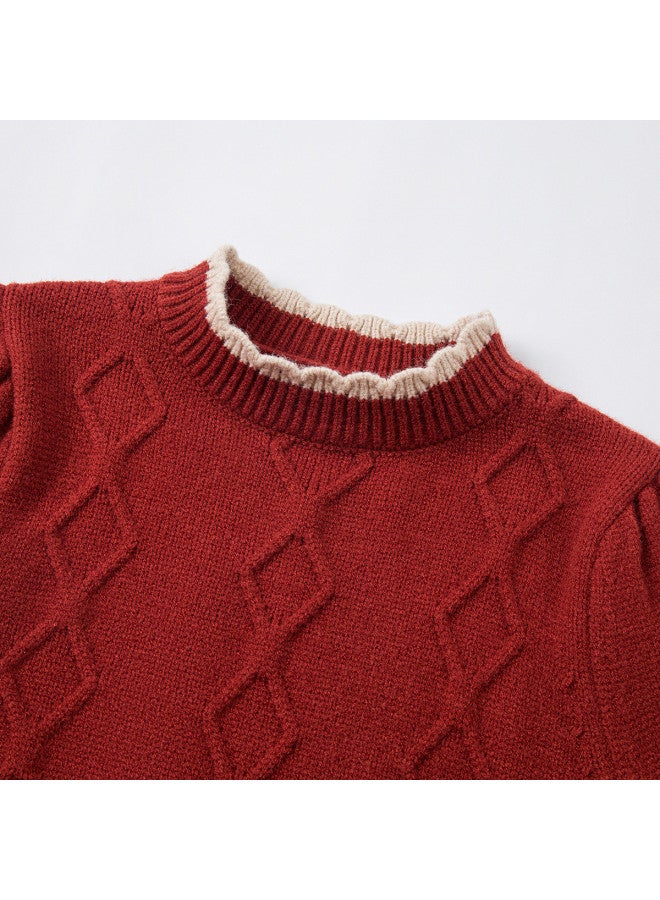 DEESHA Lace High-neck Set】25 Autumn/winter Girls' Cable Knit Dress Two-piece Outfit For Children - Image 5