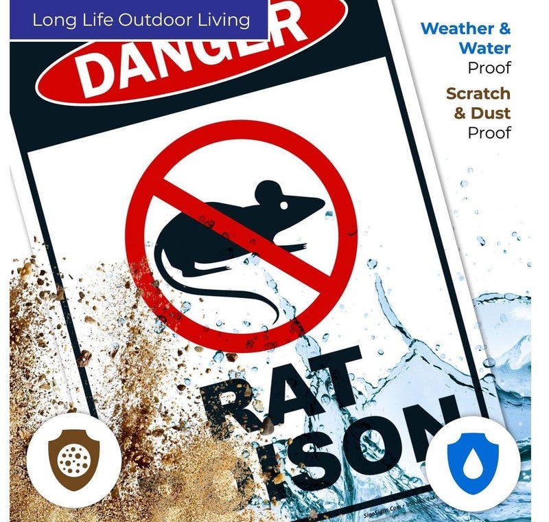 ARS ''Rat Poison Sign, Danger Sign'', 10x7 Rust Free Aluminum, Weather/Fade Resistant, Easy Mounting, Indoor/Outdoor Use, Made in UAE by ARS - Image 3