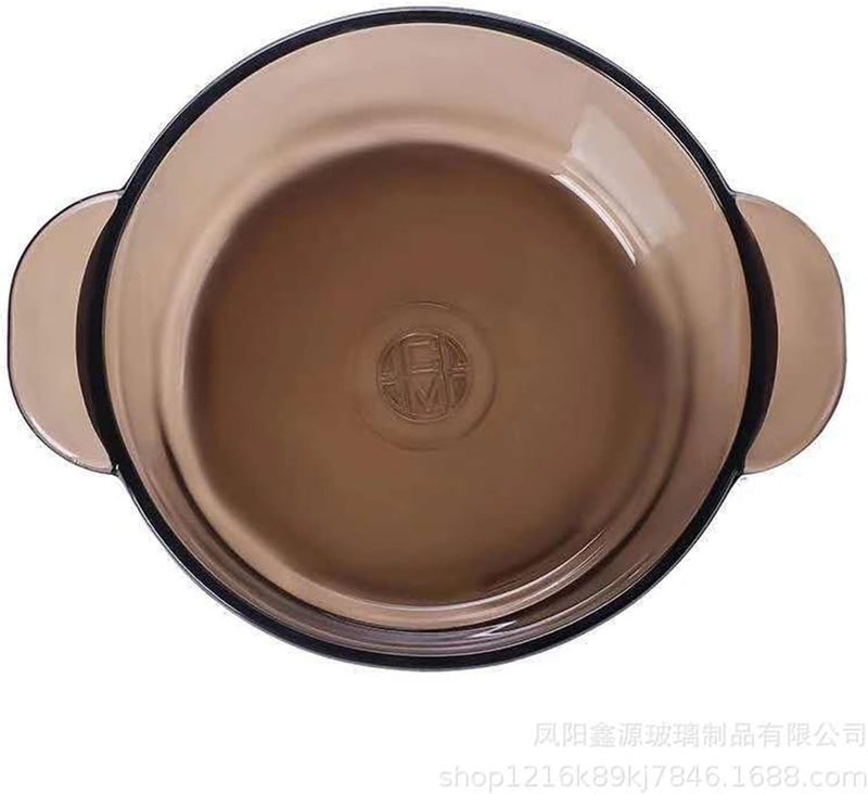 MIVANA 1000 ML Glass Casserole Deep Round - Oven and Microwave Safe Serving Bowl with Glass Lid (2-pc, 1000ML- Brwon), Transparent - Image 4