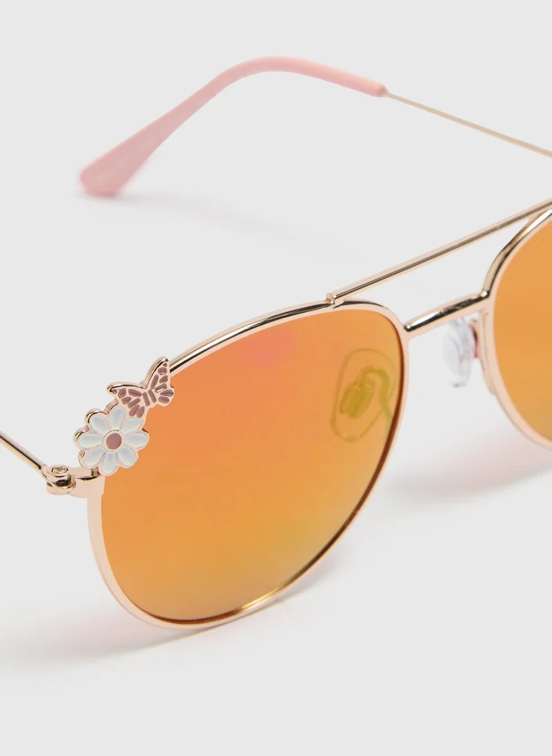 Matalan Girls Orange Metal Aviator Sunglasses