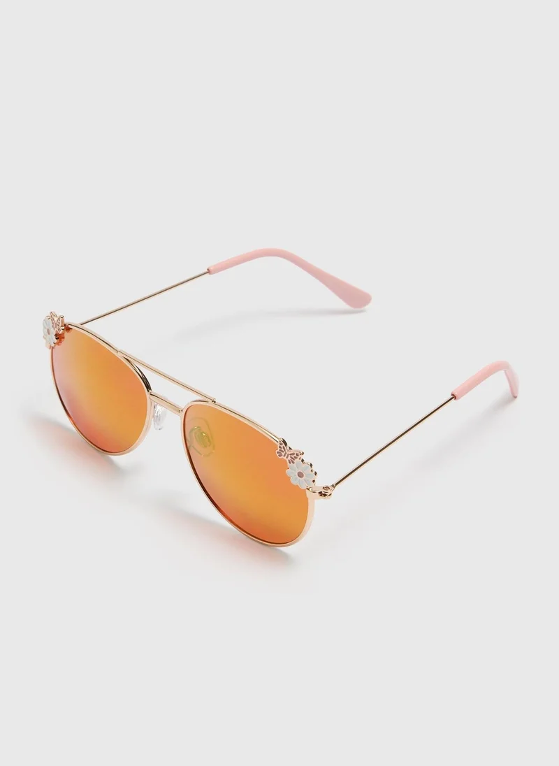 Matalan Girls Orange Metal Aviator Sunglasses
