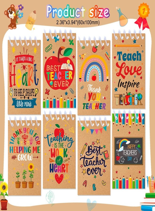 HOWAF 16pcs Teacher Appreciation Gifts Set- 8 Teacher Notebooks 8 Teachers Pens for Teachers Office Gift Supplies, Thank You Teacher Mini Journal Notebooks Ballpoint Pens Teacher Appreciation Thank - Image 4