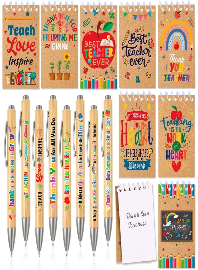 HOWAF 16pcs Teacher Appreciation Gifts Set- 8 Teacher Notebooks 8 Teachers Pens for Teachers Office Gift Supplies, Thank You Teacher Mini Journal Notebooks Ballpoint Pens Teacher Appreciation Thank - Image 1