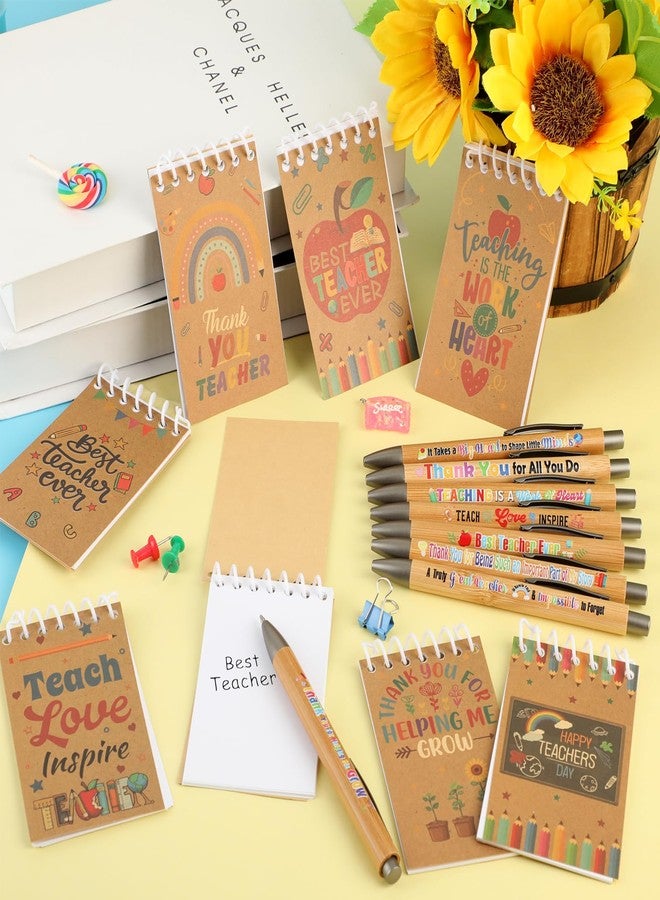 HOWAF 16pcs Teacher Appreciation Gifts Set- 8 Teacher Notebooks 8 Teachers Pens for Teachers Office Gift Supplies, Thank You Teacher Mini Journal Notebooks Ballpoint Pens Teacher Appreciation Thank - Image 5