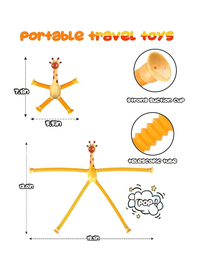 Toyland ألعاب جرافة أنبوب بوب تلسكوبي مع أكواب شفط، ألعاب حيوانات، ألعاب حسية للأطفال الصغار والأطفال ذوي التوحد والبالغين لتخفيف القلق، هدايا حفلات للأطفال، حشو أكياس الهدايا (4 قطع) - Image 3