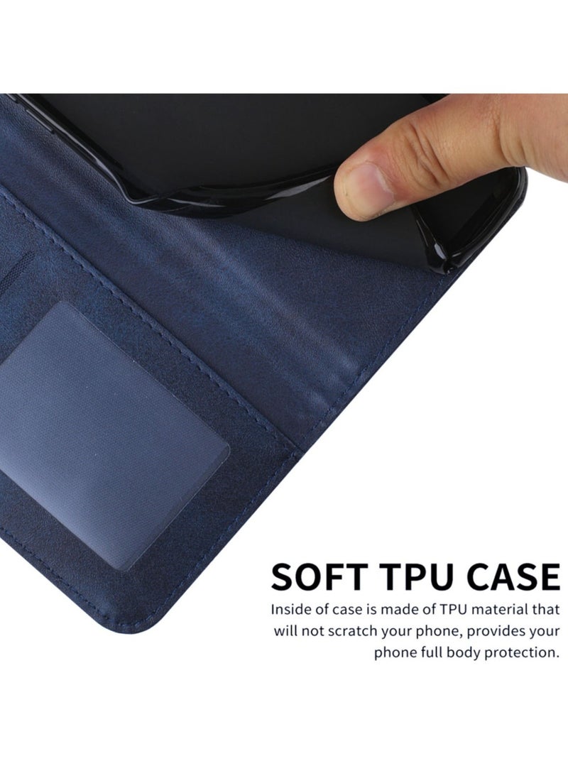 Generic - For Infinix Smart 9 Cover,Protective Infinix Smart 9 Case Premium Leather Wallet Case with Card Holder Kickstand Magnetic Closure Flip Folio Case Cover for Infinix Smart 9,Blue - Image 1