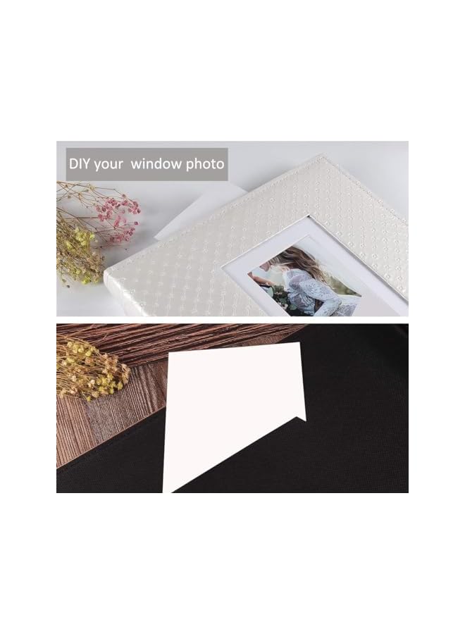 The Bros Photo Album 4x6 600 Photos Black Inner Page Button Grain Leather Big Capacity Pockets Pictures Album Birthday Christmas Wedding Anniversary Family Baby Vacation (White) - Image 5