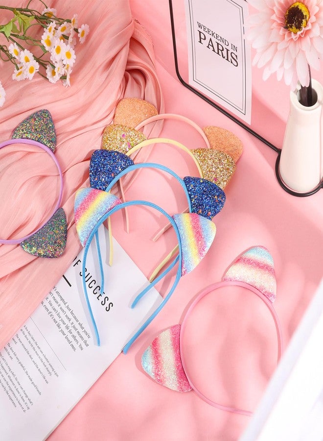 Hoemwarm 25 Pcs Cat Ears Headband Sequin Cat Ear Hairbands Bulk,Glitter Cat Ear Headband Adult Shiny Kitty Hair Hoops Cute Ear Hair Accessories for Halloween Cosplay,Birthday Decor, 25 Colors - Image 4