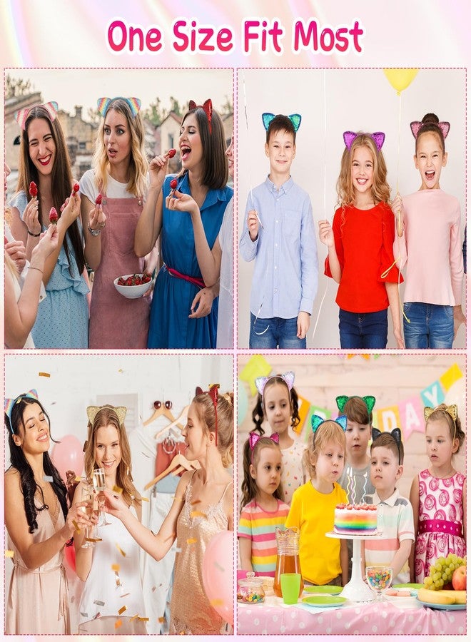 Hoemwarm 25 Pcs Cat Ears Headband Sequin Cat Ear Hairbands Bulk,Glitter Cat Ear Headband Adult Shiny Kitty Hair Hoops Cute Ear Hair Accessories for Halloween Cosplay,Birthday Decor, 25 Colors - Image 5