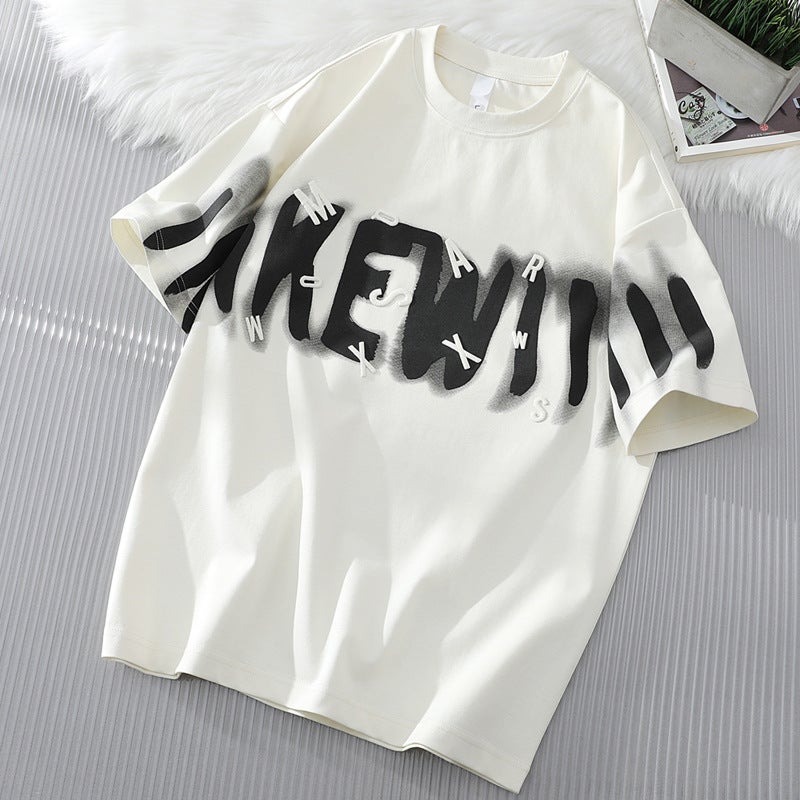 2025 Round Neck Letter Short-Sleeved Sports Trendy Brand Men'S Loose Light Mature Fashionable Men'S And Women'S T-Shirt Korean Style - Image 4