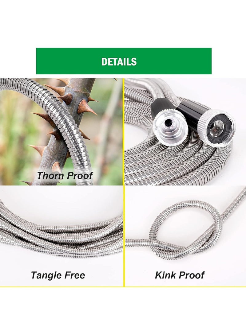 ارواق خرطوم حديقة بطول 50 قدم - خرطوم معدني مرن مع 10 فوهة وظائف، خالٍ من الالتواء، خفيف الوزن، متين، مقاوم للسحق، سهل اللف، خرطوم مقاوم للثقب للفناء - Image 5