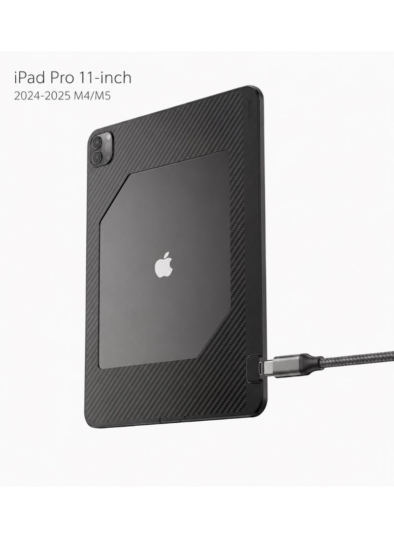 PIVA Gaming 2-in-1 iPad Protective Case with FPC Tail Plug, PD 100W Fast Charging, 10Gbps Data Transfer, 4K 60Hz Video Output, Carbon Fiber TPU Cover, Magnetic Cooler Compatible for ( iPad Pro 11-inch 2024/2025 M4/M5 ) - Image 1
