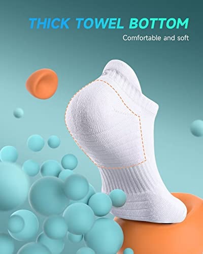 TANSTC Ankle Athletic Low Cut Socks,Running Sports White Men's Sock,Mesh Breathable and Arch Support Non-Slip,Comfortable Cushioned Heel Tab Thick Cotton Women Socks,6 Pairs - Image 4