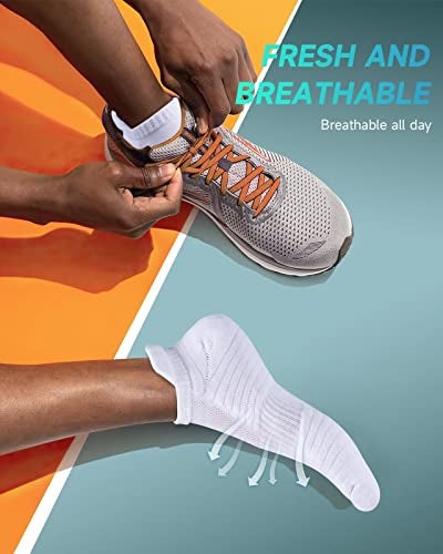 TANSTC Ankle Athletic Low Cut Socks,Running Sports White Men's Sock,Mesh Breathable and Arch Support Non-Slip,Comfortable Cushioned Heel Tab Thick Cotton Women Socks,6 Pairs - Image 2
