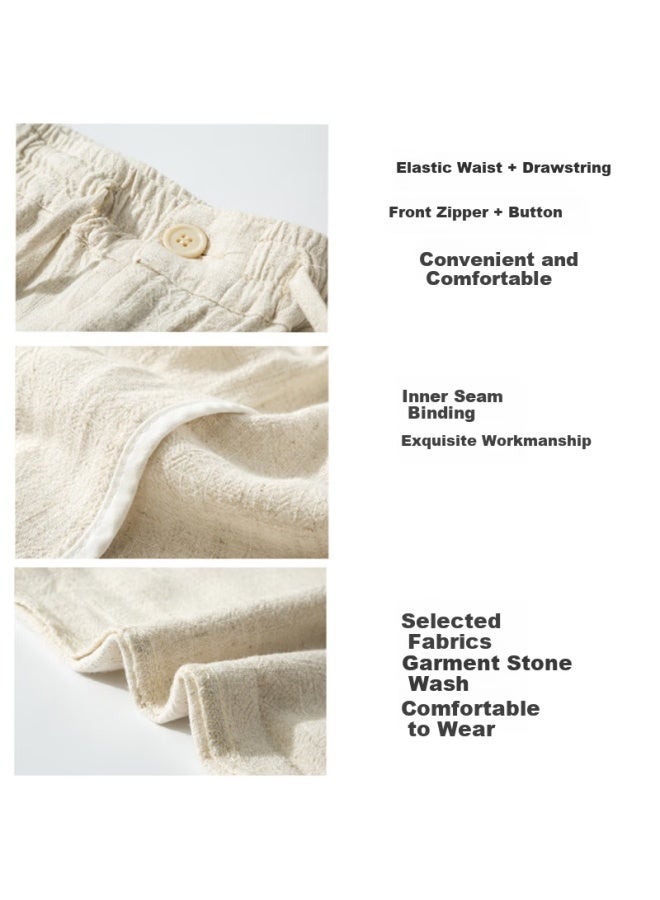 ROMON Linen Pants For Men, Summer Lightweight Cotton-Linen Trousers, Straight-Leg Casual Pants, Loose Wide-Leg Pants With Drape, Men'S Trousers, Gray 4Xl - Image 5