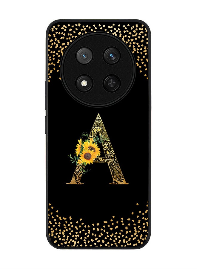 Stylizedd For Honor X9c / Honor Magic7 Lite 5G Case,Slim fit Camera Protection, Shockproof Thin Phone cover  - Custom Floral Monogram - A ( Black ) - Image 1