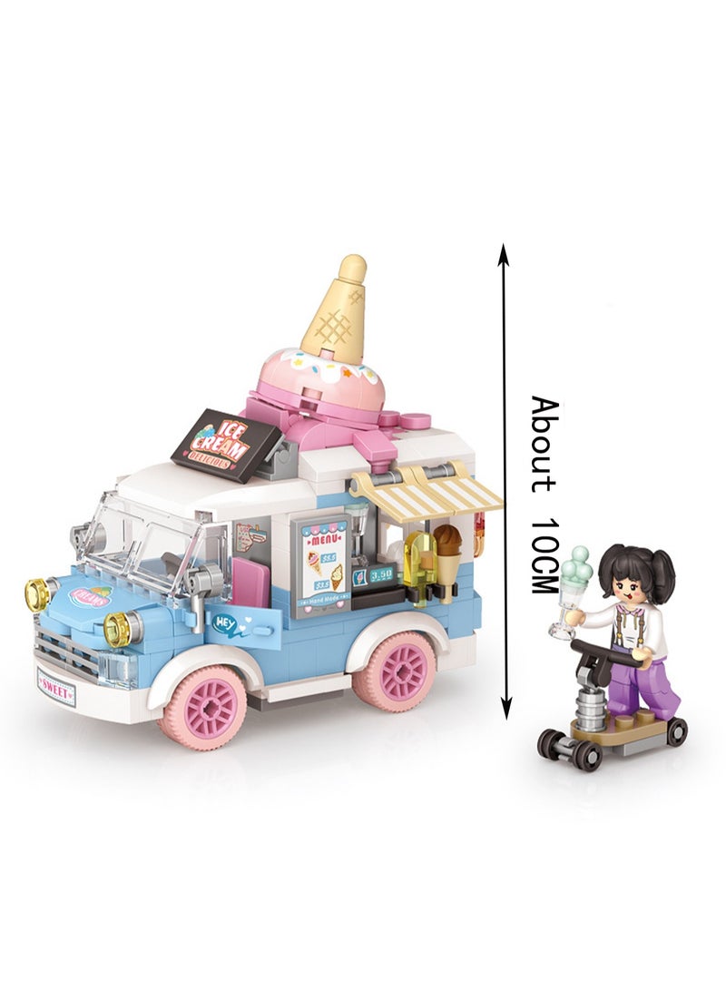 Ice Cream Car 294pcs, Hut Street Scene Shop Set Building Block Toys, Puzzle Assembly Models To Give Children Gifts  - Image 2